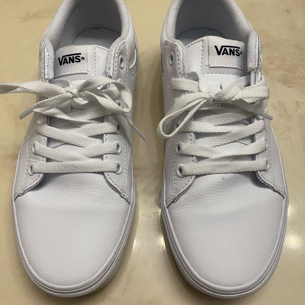 White Leather Vans